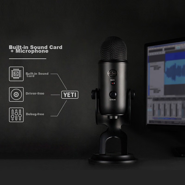 Конденсаторный USB-микрофон Logitech Yeti профессионального класса для караоке, записи, работы на компьютере, игр, прямых трансляций. - Фото 8 Конденсаторный USB-микрофон Logitech Yeti профессионального класса для караоке, записи, работы на компьютере, игр, прямых трансляций. - изображение 8