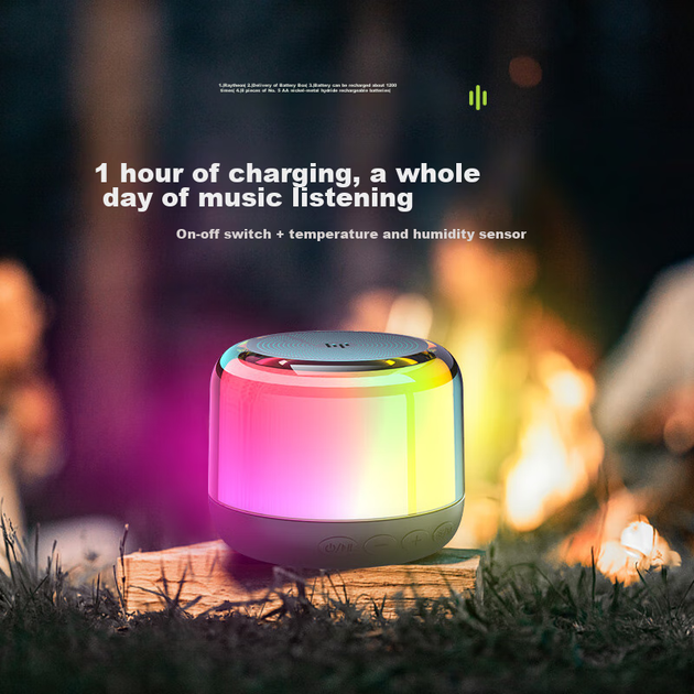 Беспроводная колонка HP S02 Bluetooth, миниатюрная, с цветными световыми эффектами, ритмичная, для компьютера, телефона, домашнего использования, мини-сабвуфер, небольшая портативная беспроводная колонка TWS для использования на открытом воздухе. - изображение 4