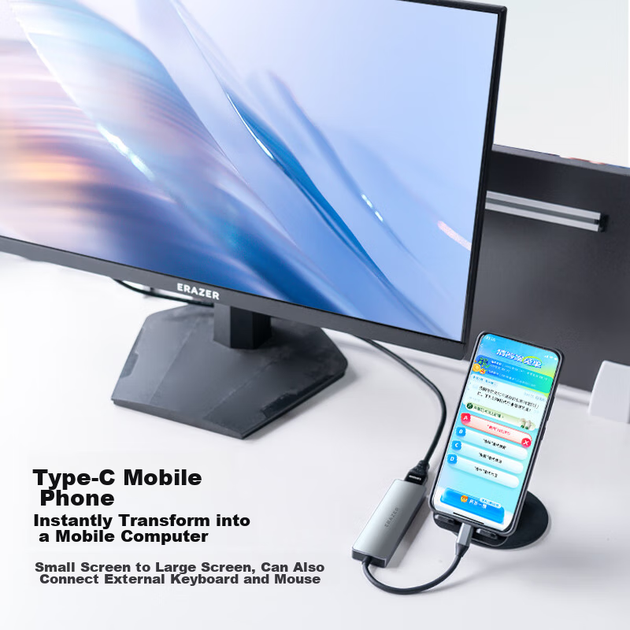 Док-станция расширения Lenovo Ecosystem Brand Yinengzhe Type-C, кабель USB-C — HDMI, разветвитель для док-станции, трансляция экрана 4K 60 Гц, быстрая зарядка PD для ноутбука. - изображение 7