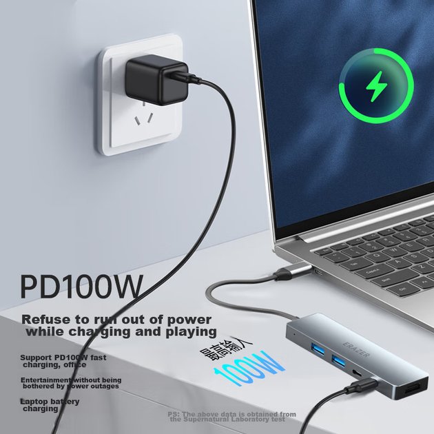 Док-станция расширения Lenovo Ecosystem Brand Yinengzhe Type-C, кабель USB-C — HDMI, разветвитель для док-станции, трансляция экрана 4K 60 Гц, быстрая зарядка PD для ноутбука. - изображение 11