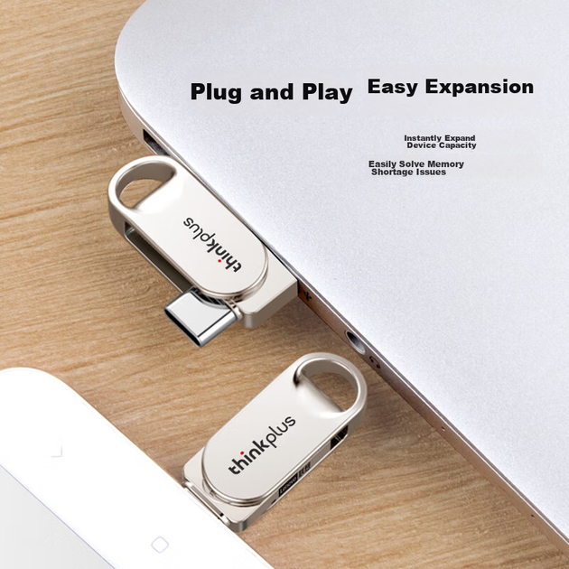 Флешка Lenovo ThinkPlus 128ГБ металева, USB/Type-C, TYCU301 - Фото 6 Флешка Lenovo ThinkPlus 128ГБ металева, USB/Type-C, TYCU301 - зображення 6