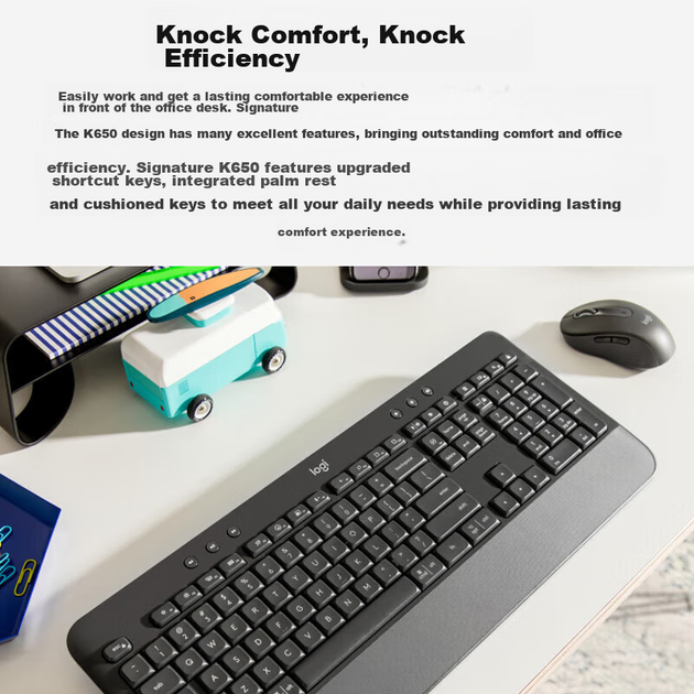 Комплект бездротової офісної клавіатури та миші Logitech MK650 корпоративного класу з Bluetooth, повнорозмірна бездротова клавіатура, преміум-серія з бездротовим приймачем Bolt [бонус замовлення] - изображение 6