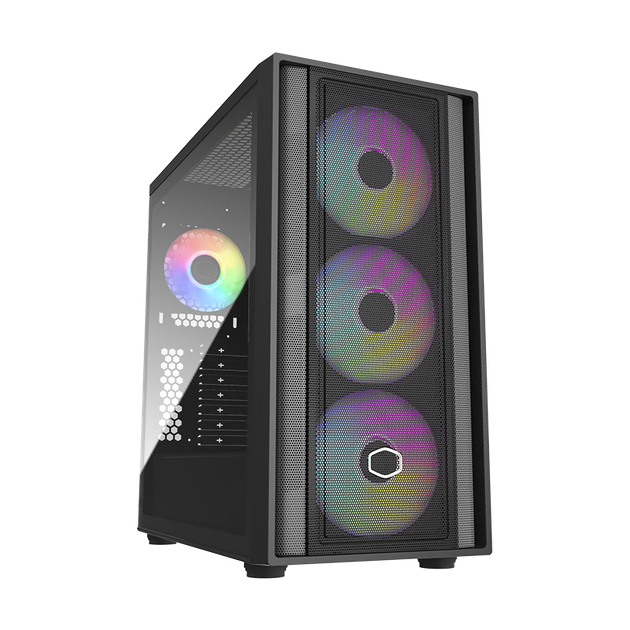Корпус CoolerMaster Box600 Mesh Black ATX Mid-Tower с задней панелью ввода/вывода, поддержкой установки материнской платы сзади, перфорированной передней панелью, боковой панелью из стали и стекла, поддержкой двух 360-мм радиаторов. - изображение 8
