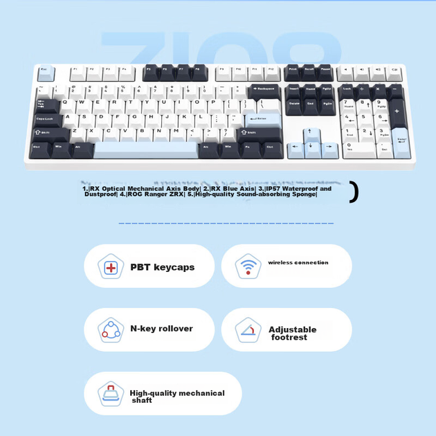 Клавиатура проводная IKBC Z108 Темная черника механическая 108 клавиш темно-синий - Фото 8 Клавиатура проводная IKBC Z108 Темная черника механическая 108 клавиш темно-синий - изображение 8