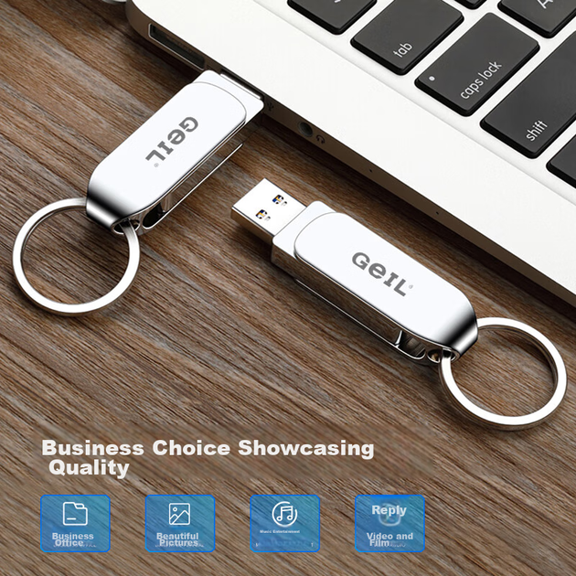 Флеш-накопитель GEIL 256 ГБ USB 3.0, скорость чтения 100 МБ/с, металлический поворотный корпус, высокая скорость чтения/записи, прочный USB-накопитель для бизнеса, офиса и учебы, серия GH310. - изображение 7