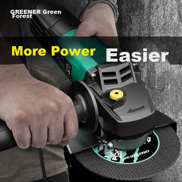 Кутова шліфувальна машина GREENER 760 Вт, набір із 7 предметів, кутова шліфувальна машина, полірувальна машина, різальна машина, шліфувальна машина, полірувальна машина, електроінструмент - зображення 6