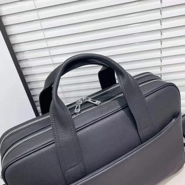 Шкіряна чоловіча ділова сумка для ноутбука 40x27x10, офісний портфель Tiding Bag 56901, чорний - Фото 2 Шкіряна чоловіча ділова сумка для ноутбука 40x27x10, офісний портфель Tiding Bag 56901, чорний - зображення 2