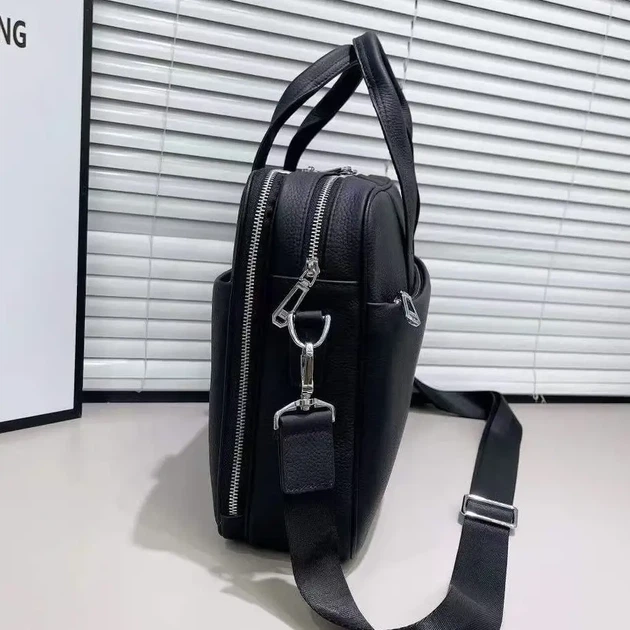 Шкіряна чоловіча ділова сумка для ноутбука 40x27x10, офісний портфель Tiding Bag 56901, чорний - Фото 3 Шкіряна чоловіча ділова сумка для ноутбука 40x27x10, офісний портфель Tiding Bag 56901, чорний - зображення 3