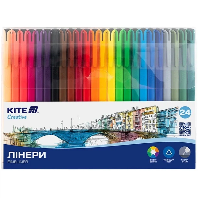 Набор цветных линеров 24 цвета "Kite" /K-1165/ 0,4 мм Kite Creative - Фото 1 Набор цветных линеров 24 цвета "Kite" /K-1165/ 0,4 мм Kite Creative - изображение 1
