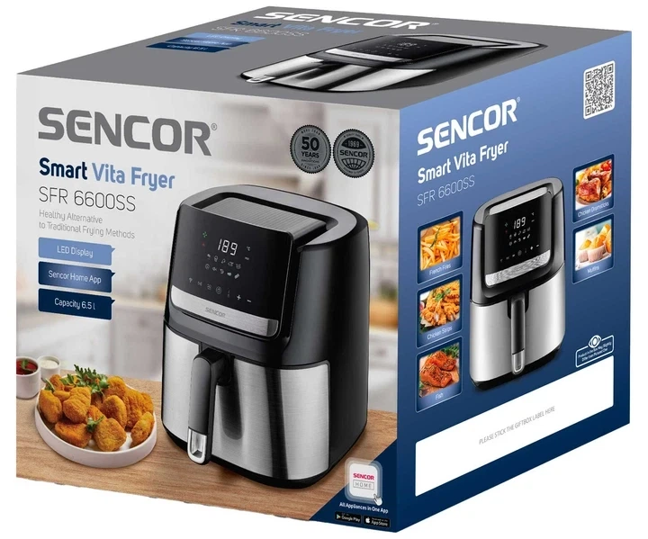 Аерогриль Air Fryer Sencor SFR6600SS 6.5 л великий кошик антипригарне покриття Сріблястий - зображення 7