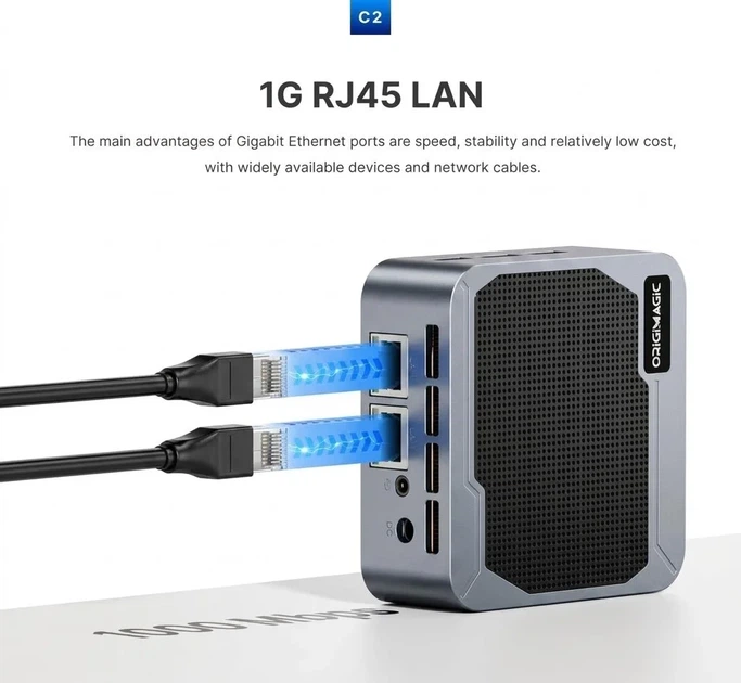 Мини ПК ORiGiMaGiC C2 / Intel N150 / RAM 12GB / SSD 512GB / 2 x HDMI / 2 x LAN / Wi-Fi 5 / Bluetooth 5.0 / Windows 11 / Чёрный (101920767) - Фото 2 Мини ПК ORiGiMaGiC C2 / Intel N150 / RAM 12GB / SSD 512GB / 2 x HDMI / 2 x LAN / Wi-Fi 5 / Bluetooth 5.0 / Windows 11 / Чёрный (101920767) - изображение 2