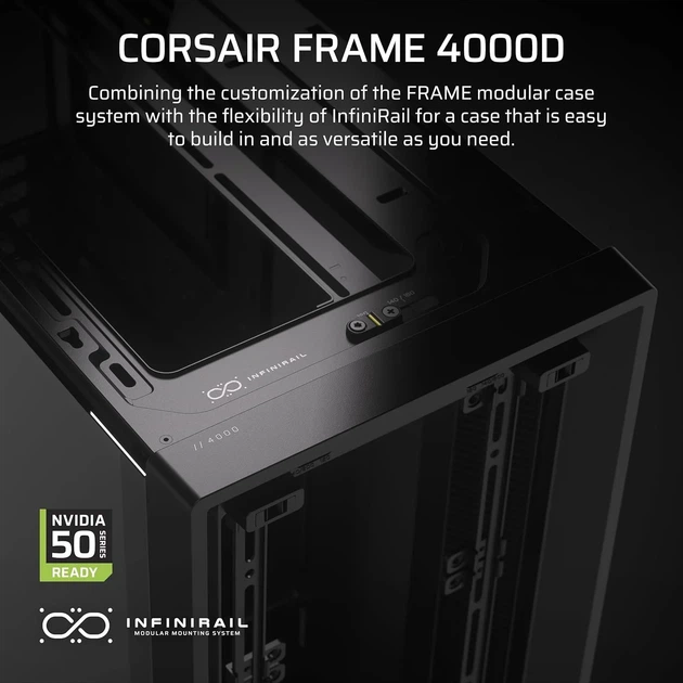 Корпус для ПК CORSAIR 4000D Frame Modular Чорний (102067248) - зображення 4