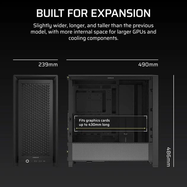 Корпус для ПК CORSAIR 4000D Frame Modular Чорний (102067248) - зображення 9