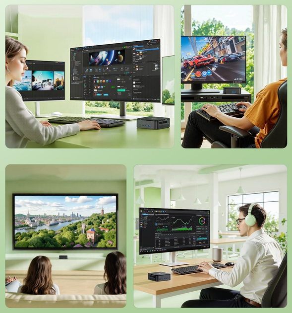 Міні ПК NiPoGi AM06PRO / AMD Ryzen 5 5500U / RAM 16GB / SSD 512GB / 1 x HDMI / 2 x LAN / Wi-Fi 6 / Bluetooth 5.2 / Windows 11 / Чорний (101920857) - зображення 6