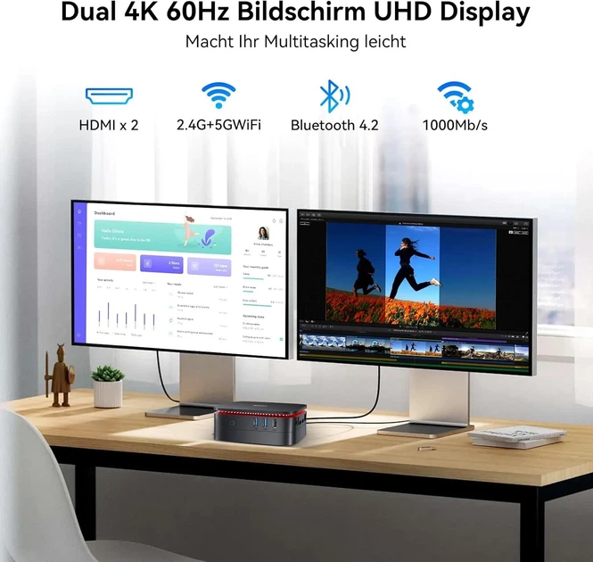 Мини ПК Blackview MP60 / Intel Processor N95 / RAM 16GB / SSD 512GB / 2 x HDMI / LAN / Wi-Fi 5 / Bluetooth 4.2 / Windows 11 / Черный (101920676) - изображение 6