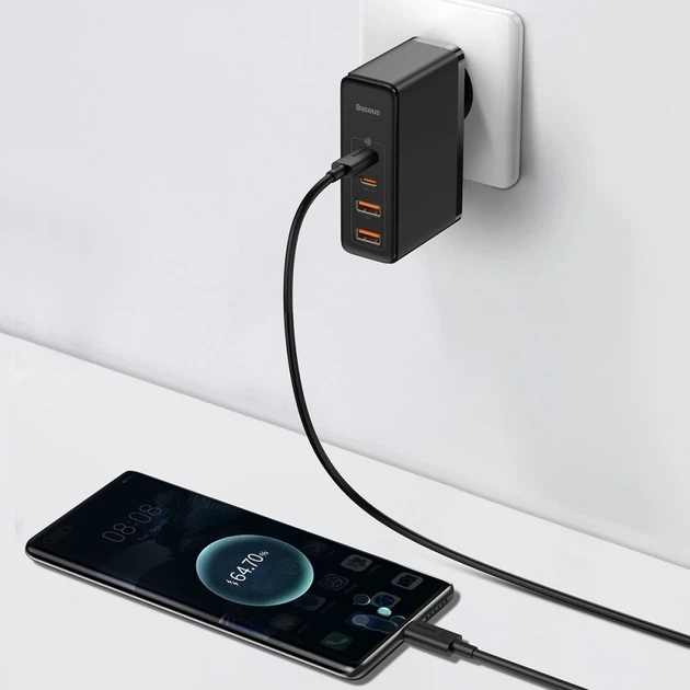 МЗП Baseus GaN2 Pro Quick Charger 100W (2Type-C + 2USB) (Black) - изображение 4
