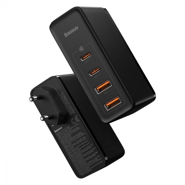 МЗП Baseus GaN2 Pro Quick Charger 100W (2Type-C + 2USB) (Black) - изображение 5