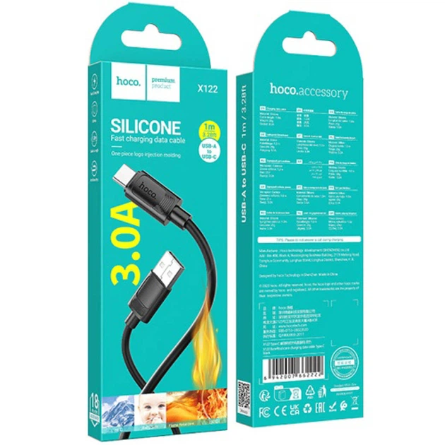 USB кабель Hoco X122, Type-C, 1.0 м., Черный - 679086 - Фото 6 USB кабель Hoco X122, Type-C, 1.0 м., Черный - 679086 - изображение 6