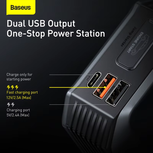 Пусковое устройство бустер Baseus 20000mAh 2000A Super Energy Max Car Jump Starter (CGNL020001) - изображение 5
