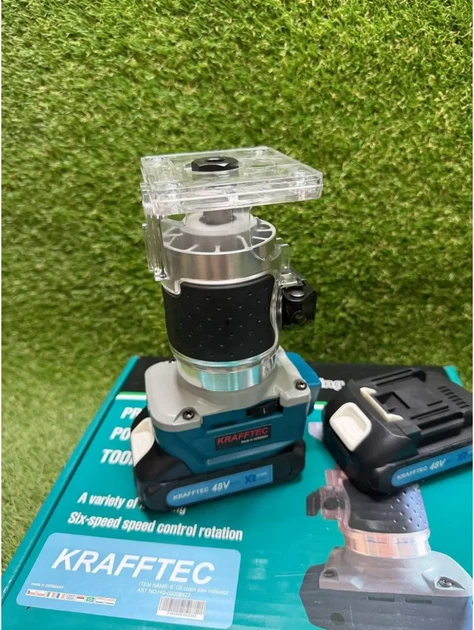 Кромочный аккумуляторный фрезер Krafftec PRO DRT50 1200 Вт 48 В 3000–30000 об/мин 6Ah бесщеточная LED подсветка - изображение 4