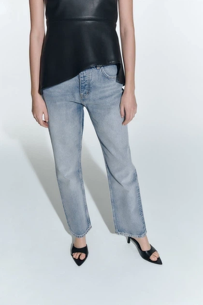 Джинси укорочені прямі Straight Cropped Zara 9863/059 XS/34 Блакитні (0986305940634) - Фото 3 Джинси укорочені прямі Straight Cropped Zara 9863/059 XS/34 Блакитні (0986305940634) - зображення 3
