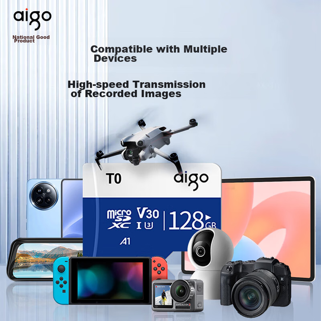 Карта памяти Aigo microSDXC 128GB UHS-I U3 V30 A1 (T0) - Фото 2 Карта памяти Aigo microSDXC 128GB UHS-I U3 V30 A1 (T0) - изображение 2