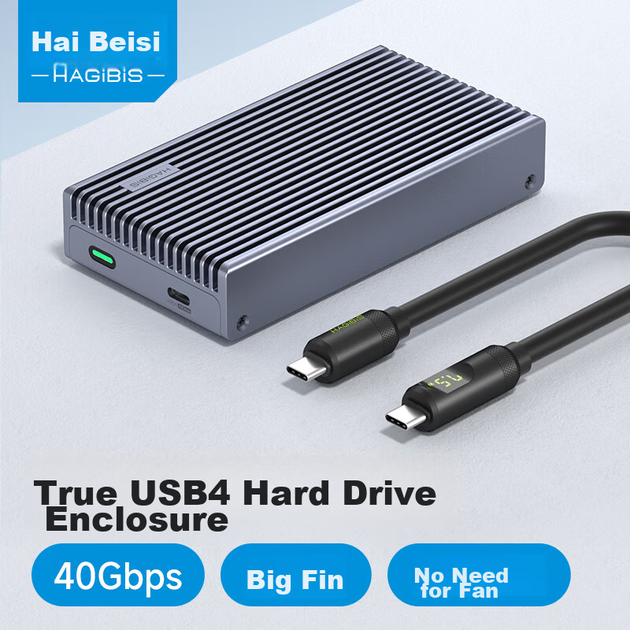 Корпус для жесткого диска Hagibis USB4, корпус для M.2 NVMe SSD, совместимость с Thunderbolt 4/3 40 Гбит/с, подходит для компьютеров Mac Mini, портативный внешний корпус для SSD-накопителя для ноутбука с разъемом Type-C. - изображение 4