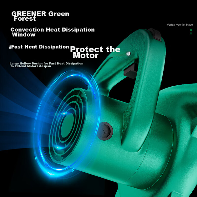 Вентилятор GREENER потужністю 600 Вт для видалення пилу, потужний вентилятор подвійного призначення для видування та всмоктування [модель 220 В з фіксованою швидкістю] - изображение 4