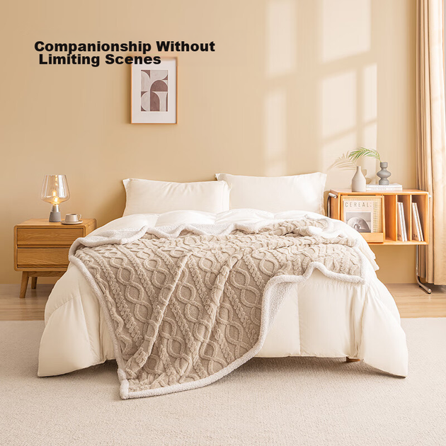 JD Original Lazy Large Sweater Blanket, 1500 г Taffy Double Layer Thickened Vorp Blanket, Світло-хакі, 1,5x2 м - Фото 6 JD Original Lazy Large Sweater Blanket, 1500 г Taffy Double Layer Thickened Vorp Blanket, Світло-хакі, 1,5x2 м - изображение 6