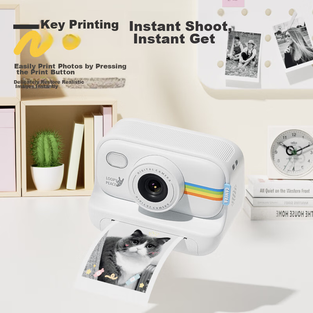 Детский фотоаппарат мгновенной печати MAQUCC, прямая фотопечать, игрушка для девочек 3-6 лет, высококачественный и практичный подарок на день рождения, 7-8 лет, белый S9 + 3 рулона пленки. - изображение 11