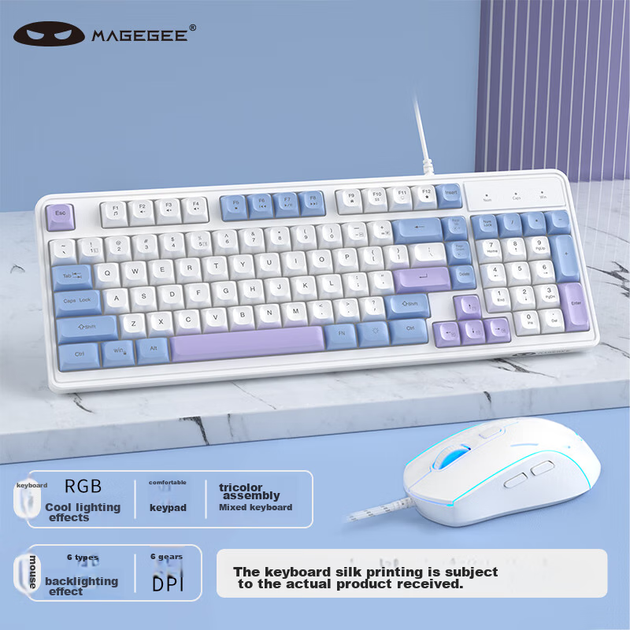 Комплект проводной MageGee GK980 USB White/Blue - изображение 5