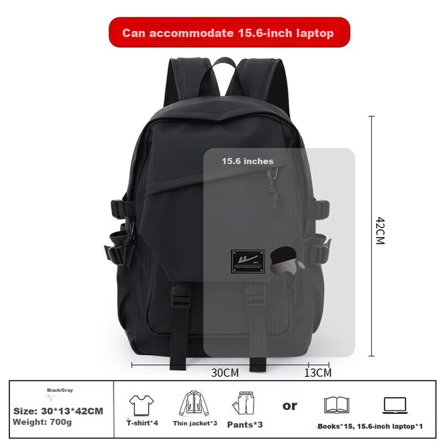 Рюкзак Huili для мужчин, старшеклассников, школьников и студентов, легкий, повседневный, водостойкий, дорожный рюкзак для ноутбука, большой вместимости. - зображення 7