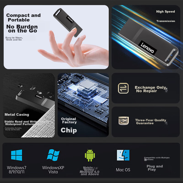 Мобільний флеш-накопичувач Lianxiang (Lenovo) 16 ГБ USB 2.0 K110, компактний та портативний, ударостійкий та стійкий до падінь, металевий міні-автомобільний USB-накопичувач - Фото 5 Мобільний флеш-накопичувач Lianxiang (Lenovo) 16 ГБ USB 2.0 K110, компактний та портативний, ударостійкий та стійкий до падінь, металевий міні-автомобільний USB-накопичувач - изображение 5