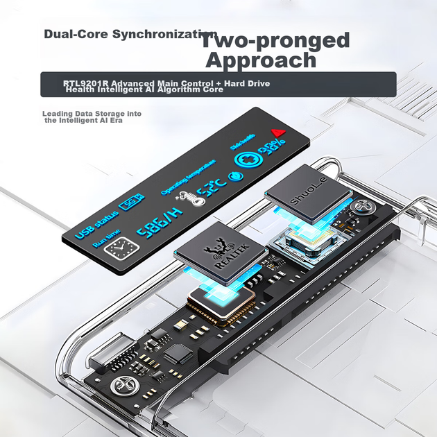 Портативний корпус для жорсткого диска Shuole Digital Display USB 3.0/3.1 Type C 2,5-дюймовий зовнішній корпус SATA послідовний порт SSD для ноутбука/настільного комп'ютера - изображение 8