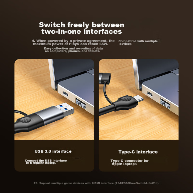 Плата відеозахоплення SAMZHE HDMI з входом 4K MS2130, сумісна з Switch/PS5/NS, комп'ютером, смартфоном, камерою, пристроєм потокового запису ігор USB 3.0/Type-C 2K - изображение 4