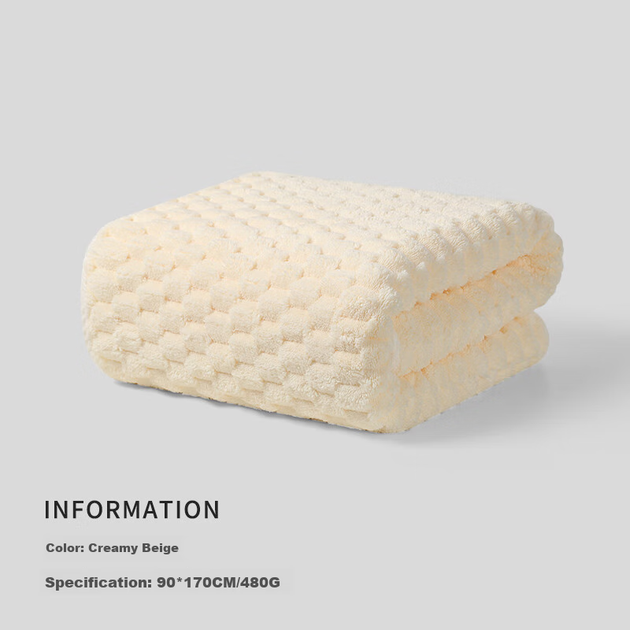 Полотенце банное MINISO класса А, 90×170 см, 480 г, бежевое - изображение 4