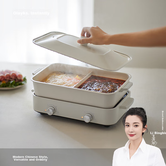 Горшок Olayks Instant электрический для хого многофункциональный с двумя зонами температуры, 4л, антипригарный - изображение 4