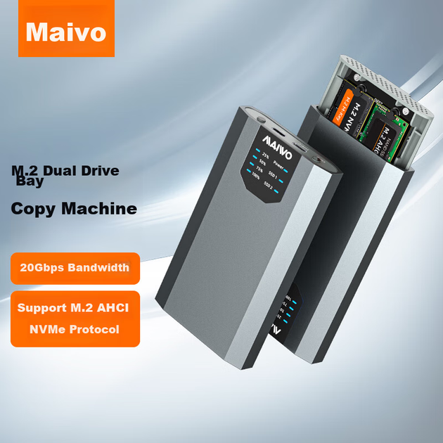 Корпус MAIWO M.2 NVMe/AHCI SSD для клонування, дисковий масив, сумісний із зовнішнім корпусом для ноутбука лише для читання K2023P - зображення 4