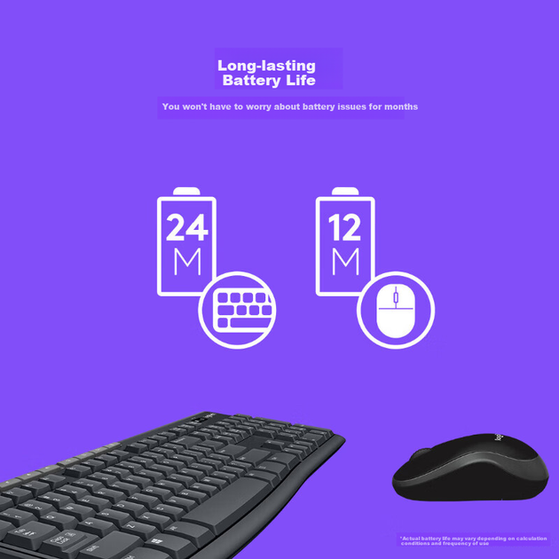 Logitech MK270 [корпоративний клас] Бездротовий комплект офісної миші та клавіатури для комп'ютера та ноутбука з бездротовим приймачем 2.4G, чорний [бонус замовлення] - зображення 6