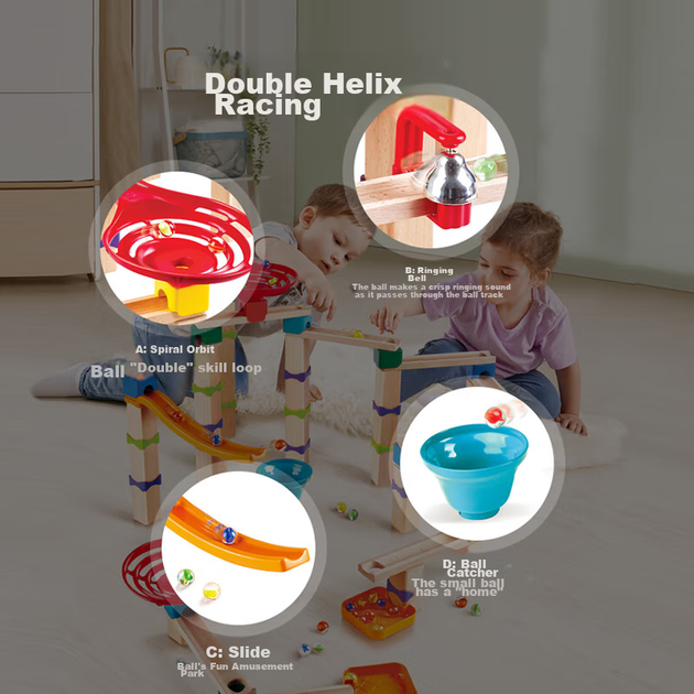 Конструктор Hape Марбл-трек с двойной спиралью 128 деталей - Фото 5 Конструктор Hape Марбл-трек с двойной спиралью 128 деталей - изображение 5