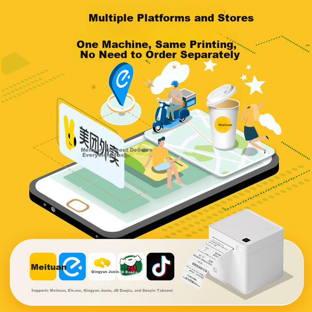 HPRT Meituan, принтер чеків Welemeo Takeout, повністю автоматичний прийом та друк замовлень, бездротовий термодрук Bluetooth, принтер чеків для ресторанної кухні TP585W-A - зображення 4