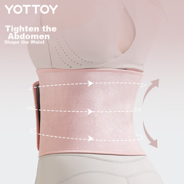 Пояс для коррекции фигуры Yottoy, стимулирующий потоотделение, для женщин, фитнес-пояс для поддержки талии, корректор фигуры для тренировок и бега, утягивающий живот, розовый цвет «вишневый цветок». - изображение 9