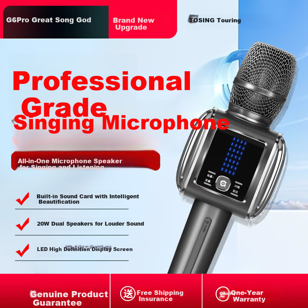 Микрофон-колонка Tuxun G6pro для караоке, черная - изображение 7