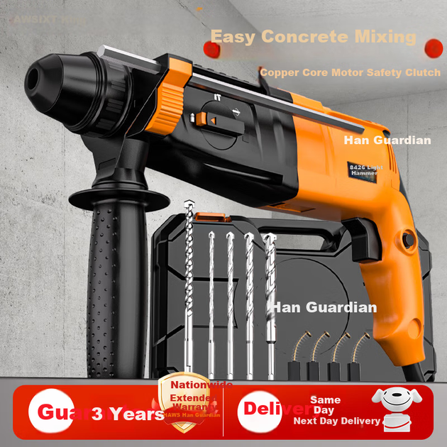 Ударная дрель Hanweishi Electric Hammer Impact Drill, легкая трехдюймовая электрическая дрель, высокая мощность 800 Вт, бытовая дрель, электрический инструмент для работы с бетоном, долбежный станок, сверление. - изображение 4