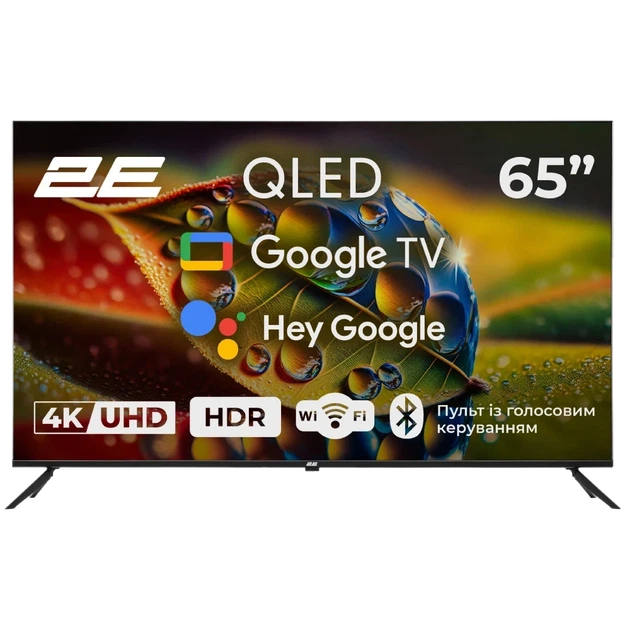 Телевізор 2E 65A77Q 65″ дюймів 3840x2160 QLED Google TV - Фото 1 Телевізор 2E 65A77Q 65″ дюймів 3840x2160 QLED Google TV - зображення 1