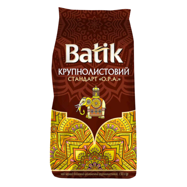 Чай Batik Крупнолистовой 150 г черный цейлонский листовой - Фото 1 Чай Batik Крупнолистовой 150 г черный цейлонский листовой - изображение 1