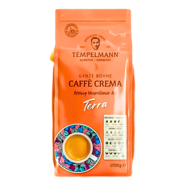 Кофе в зернах Tempelmann Terra Caffe Crema 1 кг - Фото 1 Кофе в зернах Tempelmann Terra Caffe Crema 1 кг - изображение 1