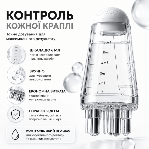 Аплікатор для шкіри голови для точного нанесення сироваток та догляду за коренями волосся Reclaire, White - зображення 3