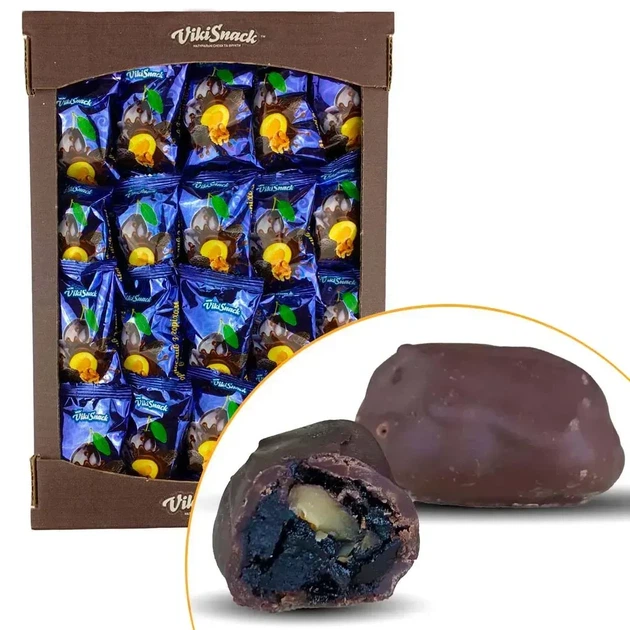 Цукерки VikiSnack “Чорнослив з горіхом” у шоколадній глазурі 1.5 кг - Фото 1 Цукерки VikiSnack “Чорнослив з горіхом” у шоколадній глазурі 1.5 кг - зображення 1