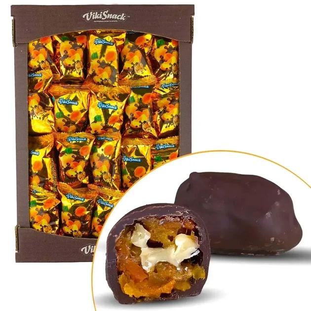 Конфеты VikiSnack “Курага с орехом” в шоколадной глазури 1,5 кг - Фото 1 Конфеты VikiSnack “Курага с орехом” в шоколадной глазури 1,5 кг - изображение 1